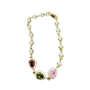 14K Gold Plated Women's Colored Zirconium Bracelet Brand New